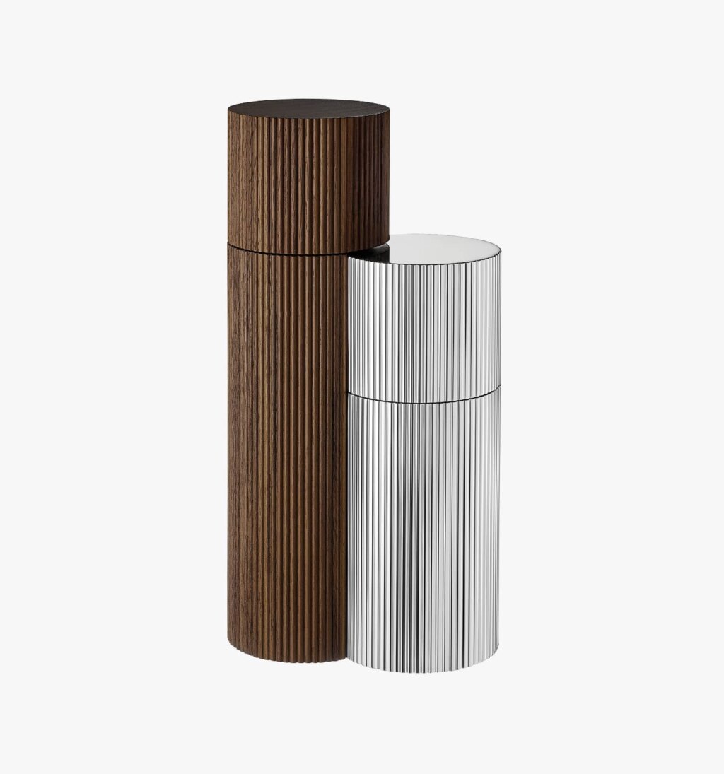 Salt & pepper mills in silver brass from Granville collection from Puiforcat