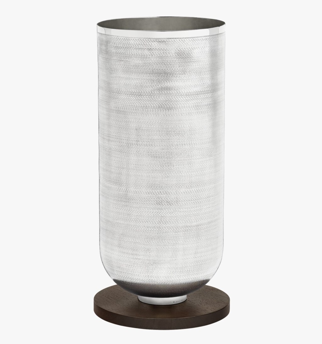 Silver plated vase with a wooden foot from Jacaranda collection from Puiforcat