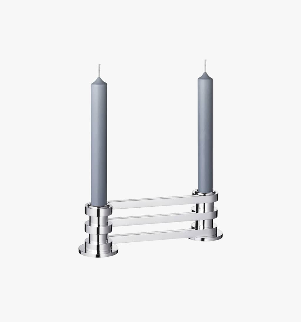 Two lights candlestick in silver plated from Ruban collection from Puiforcat