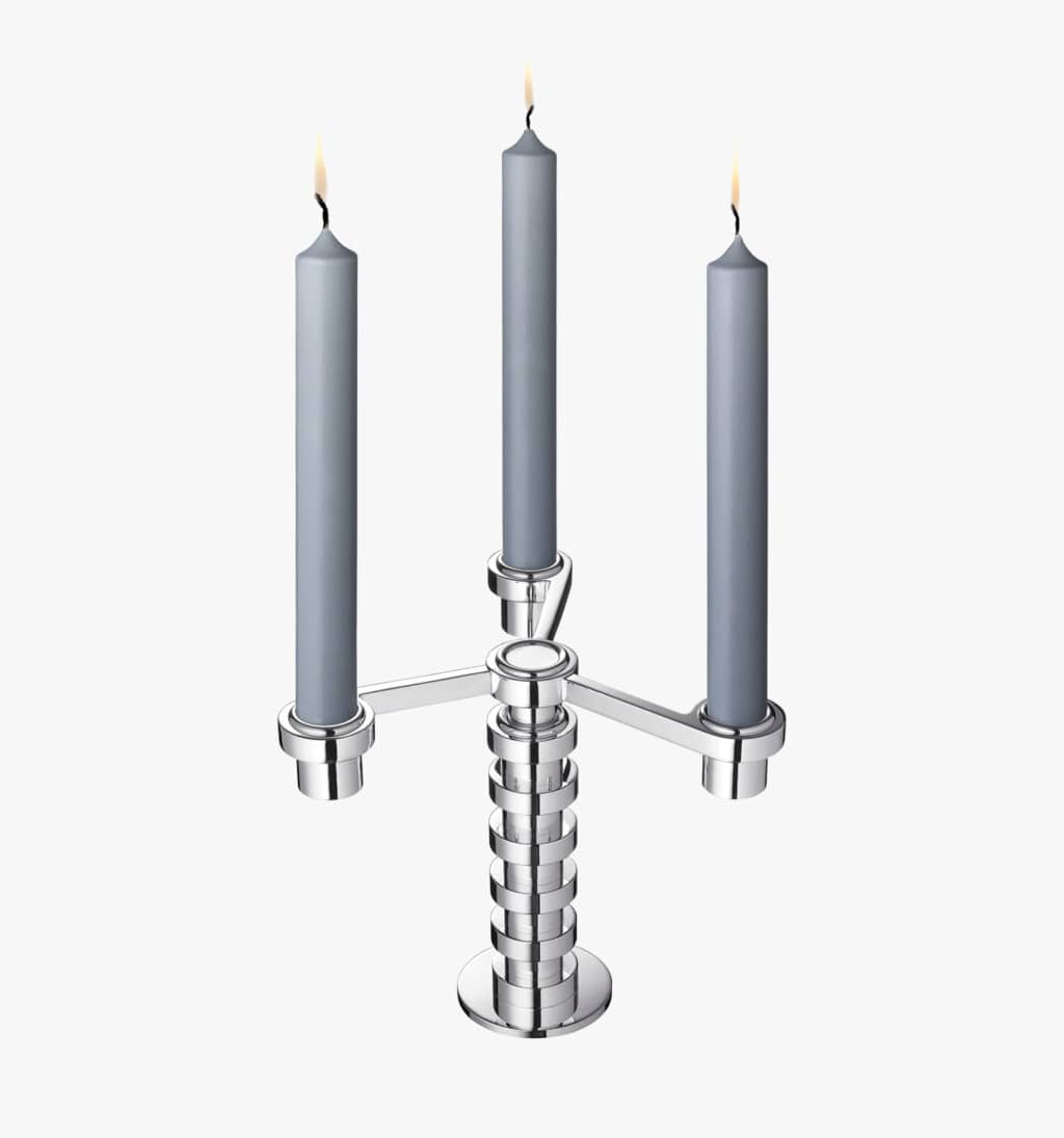 Three lights candlestick in silver plated from Ruban collection from Puiforcat