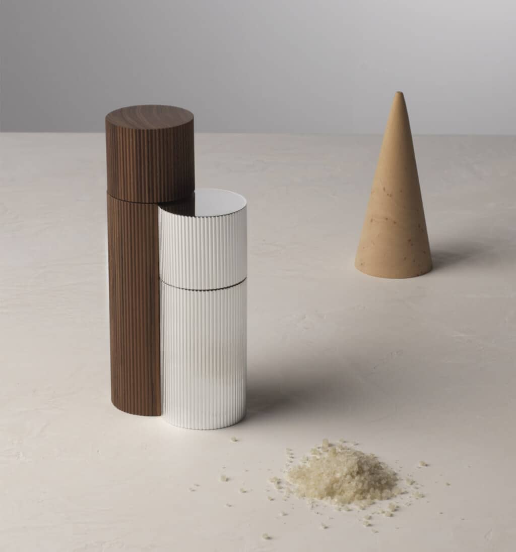 Salt & pepper mills in silver brass and american walnut from Granville collection from Puiforcat