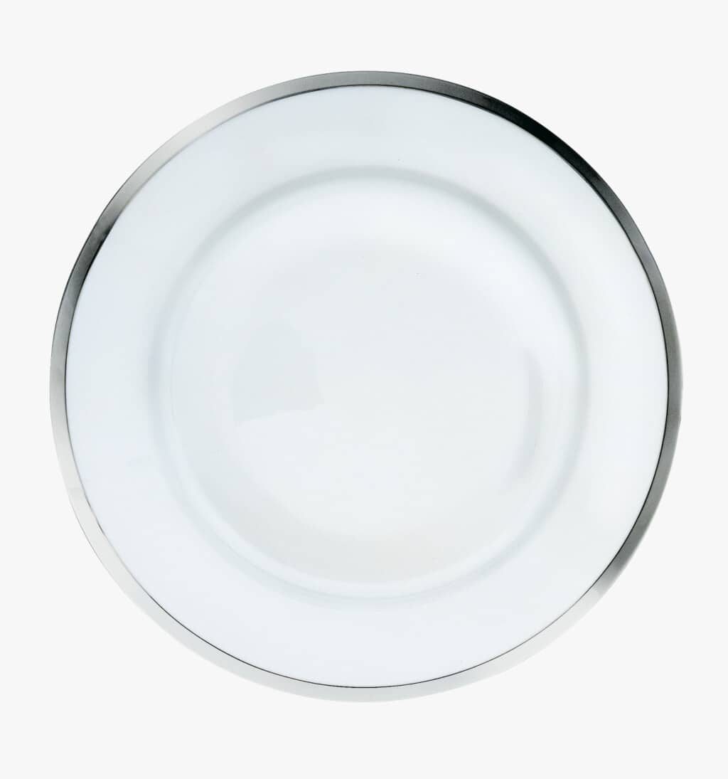 Puiforcat Cercle d'orfèvre collection in porcelain and sterling silver - flat round platter