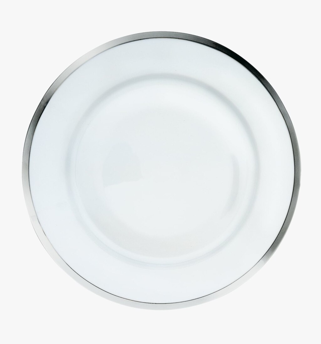 Plat rond plat - Cercle d'Orfèvre en porcelaine et argent massif