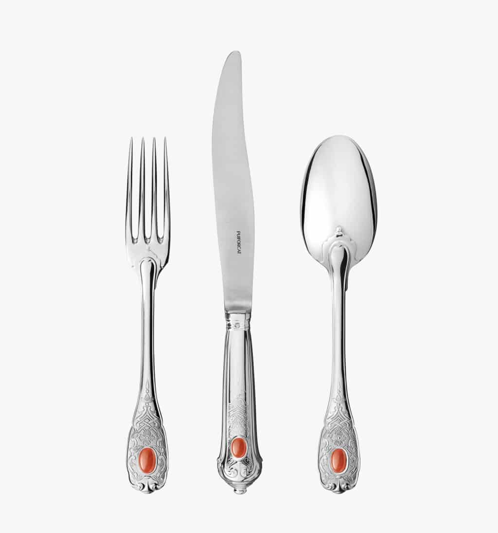 Pieces of cutlery from Elysée collection in sterling silver and jaspe