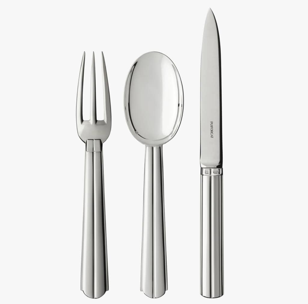 Puiforcat Chantaco collection in silver plated - set of three pieces of table cutlery