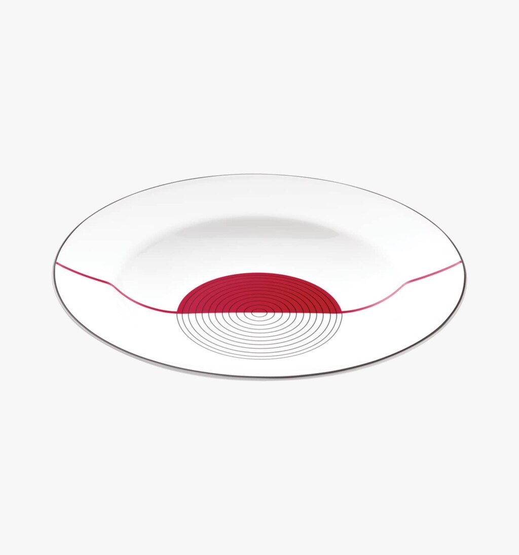 Porcelain round deep plate from Initiales collection from Puiforcat