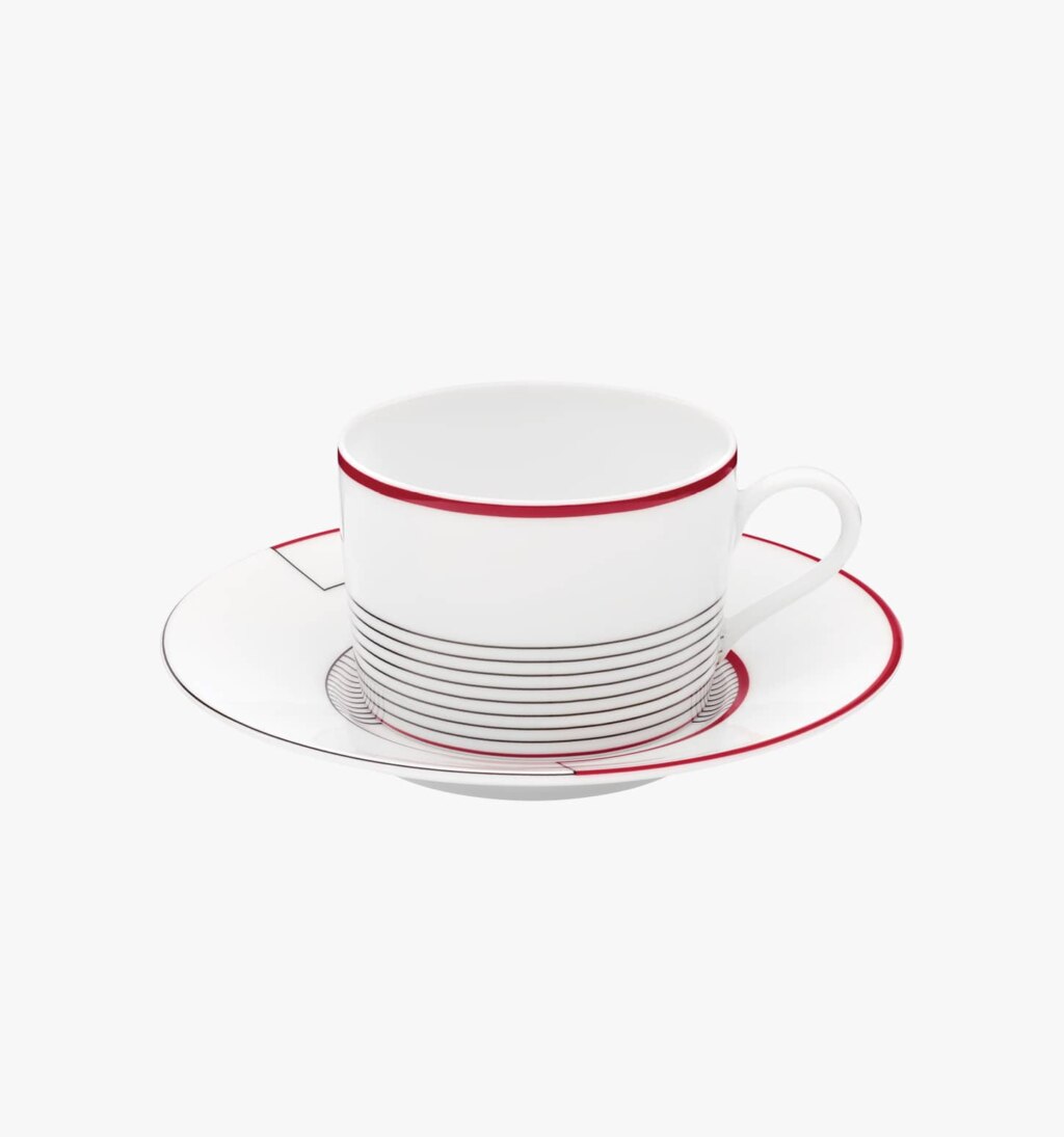 Porcelain tea cup and saucer from Initiales collection from Puiforcat