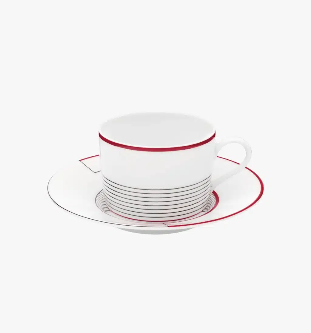 Porcelain tea cup and saucer from Initiales collection from Puiforcat