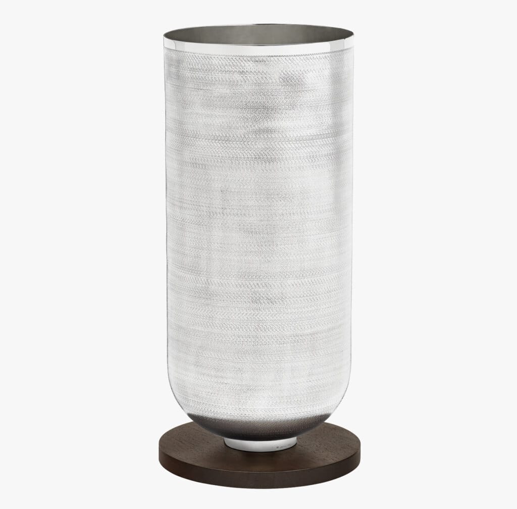 Silver plated vase with a wooden foot from Jacaranda collection from Puiforcat