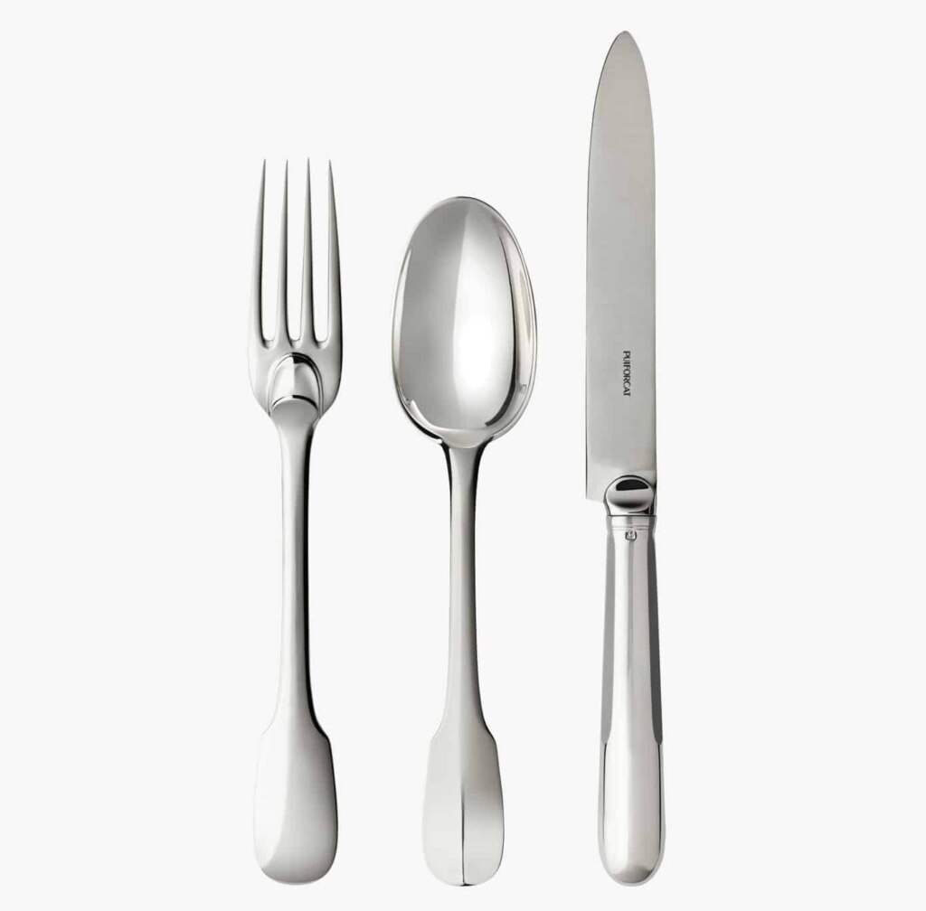 Set de trois couverts de table en argent massif de la collection Louvois de Puiforcat