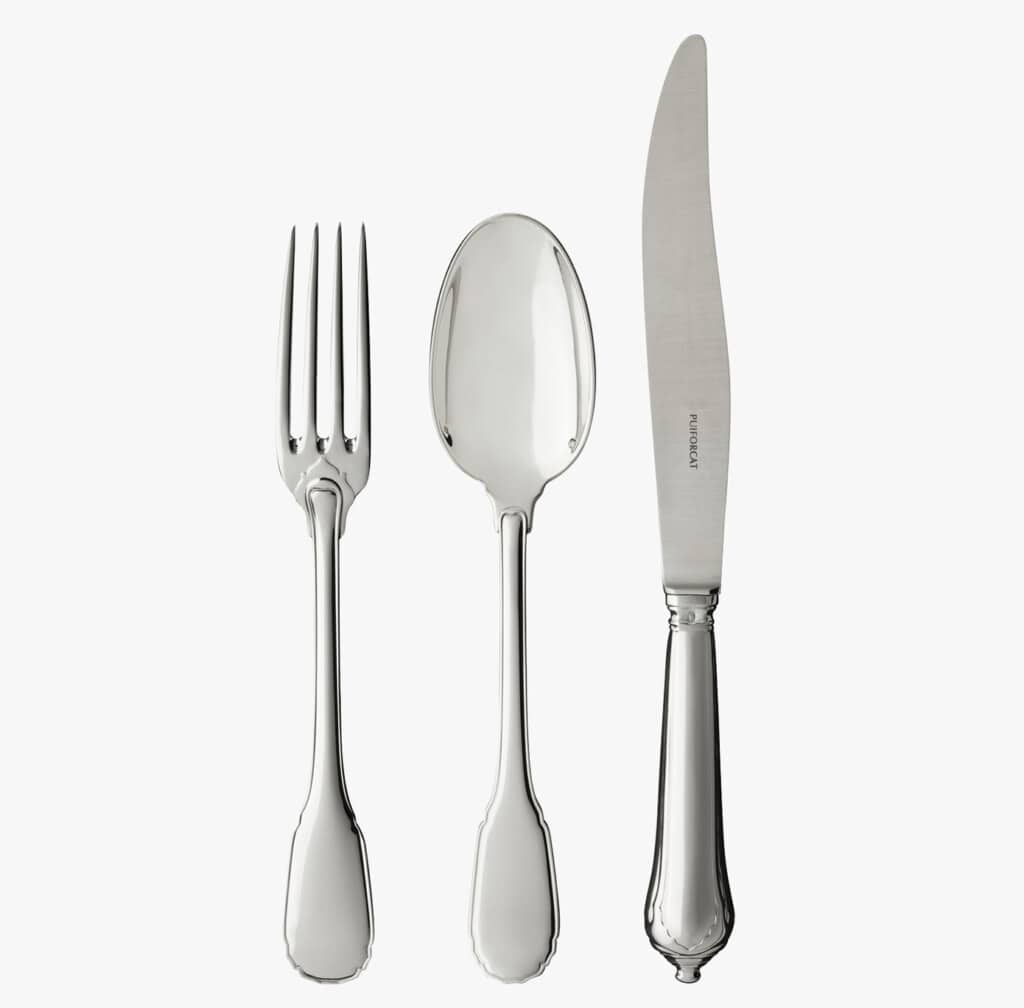 Three pieces of table cutlery in sterling silver from Noailles collection from Puiforcat