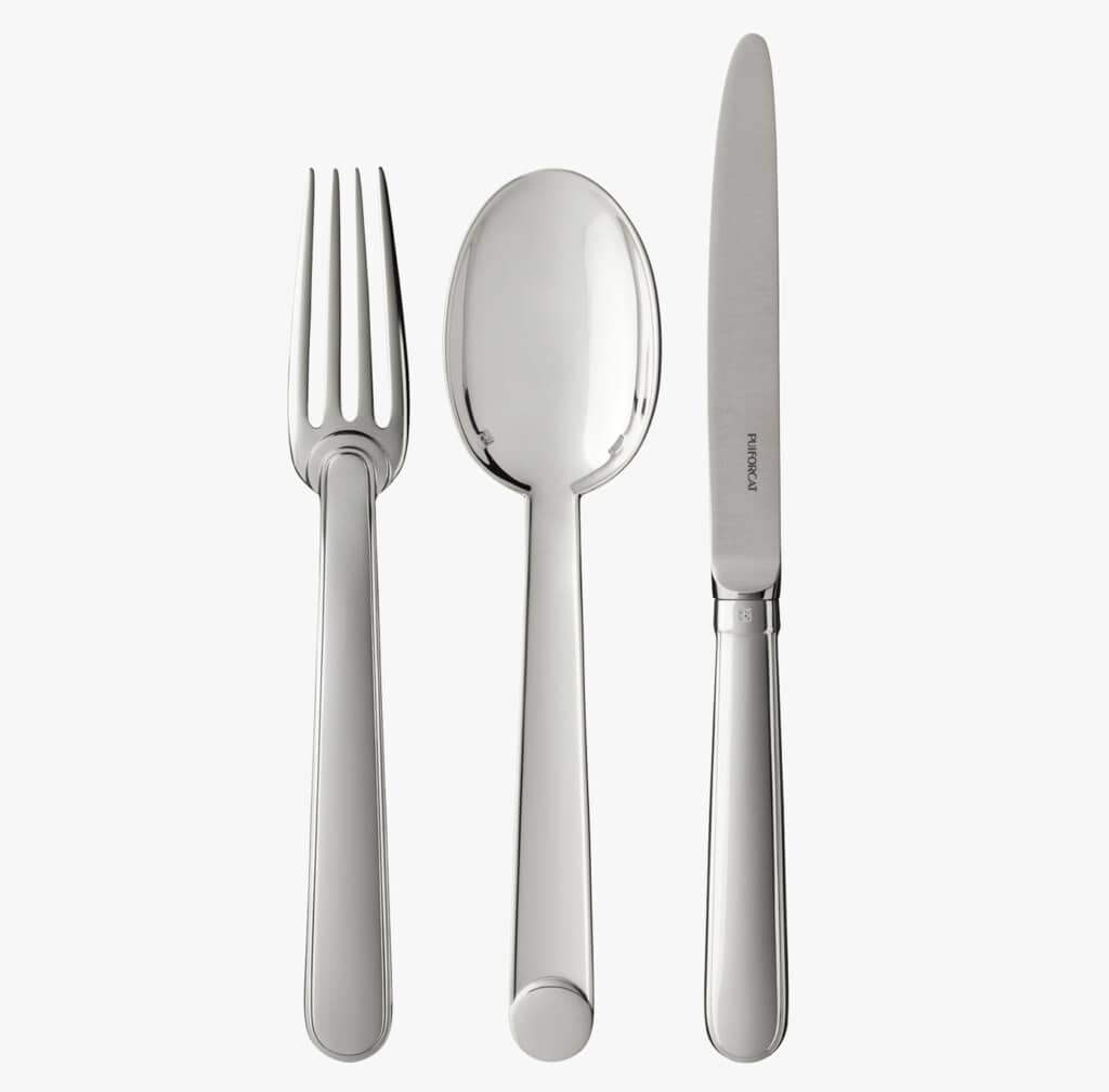 Three pieces of table cutlery in silver plated from Normandie collection from Puiforcat