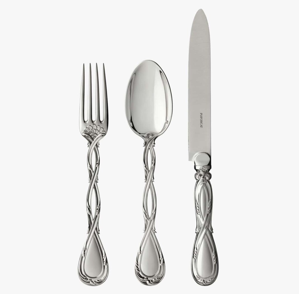 Set de trois couverts de table de la collection Royal de Puiforcat en argent massif