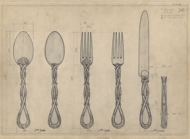 Pieces of cutlery drawings from collection Royal
