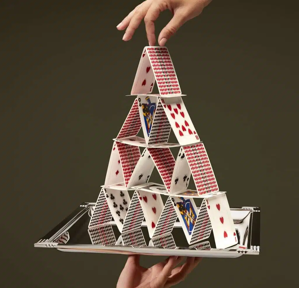 Château de cartes réalisés à partir de cartes de la collection Jeux de Puiforcat 