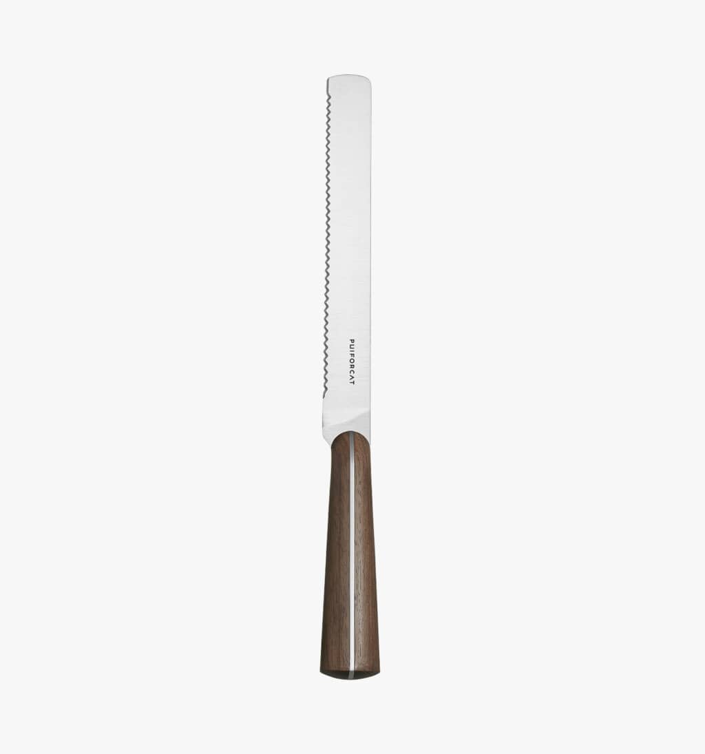 Bread knife from Couteaux d'orfèvre collection in sterling steel and wood