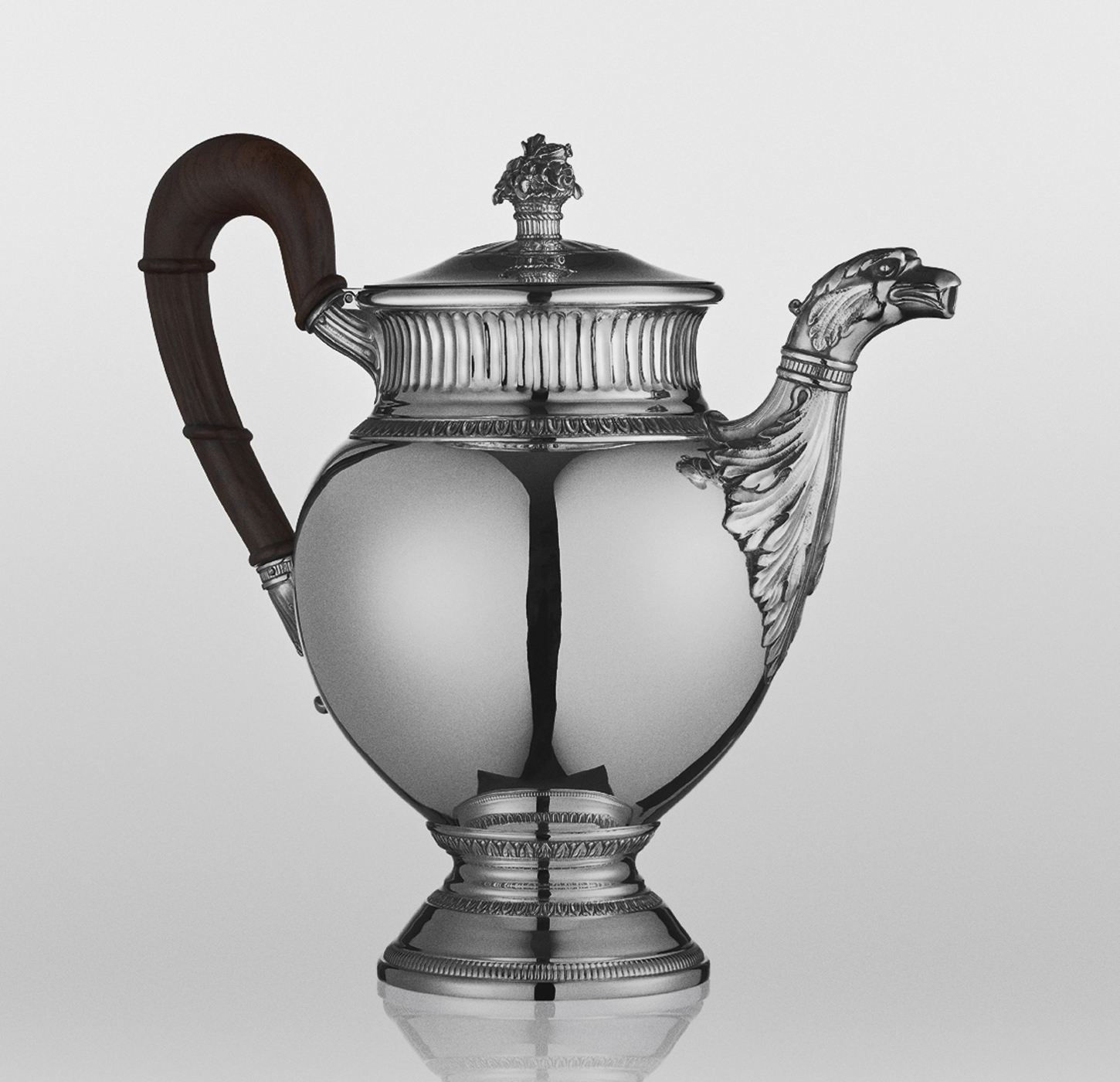 Biennais tea pot in sterling silver and wood