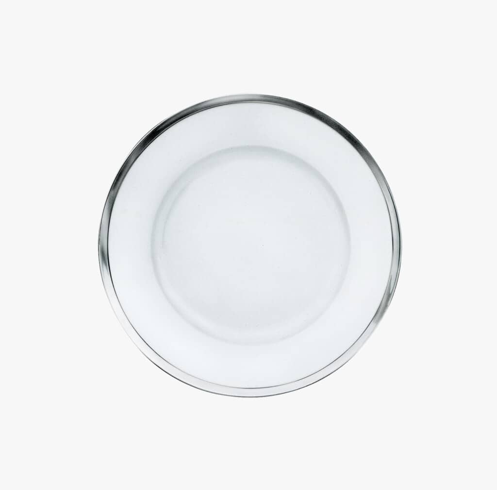 Dessert plate from Cercle d'Orfèvre collection made of porcelain and sterling silver